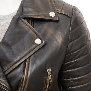 Women's Premium Sheep Skin Leather Motorcycle Jacket Quilted <b>Waterproof</b> Breathable <b>Winter</b> Zipper <b>Coat</b> Stylish Warm Casual - Product Image 5