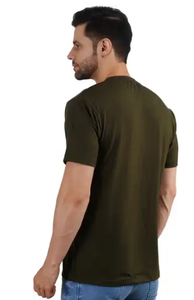 T-shirt col rond Premium Essential couleur olive – Mélange de coton ultra-doux et respirant, conçu pour un confort tout au long de la journée - Product Image 2