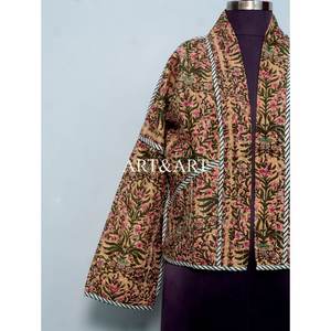 Chaqueta Kantha de Lujo con Estampado Floral, 100% Algodón, Detalle de Botones, Transpirable, Ecológica, Ropa Festiva de Invierno, Elegante para Mujer - Product Image 3