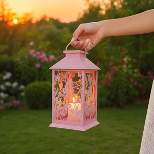 Farol Marroquí Vintage con Acabado Marrón Antiguo, Portavelas de Vidrio para Decoración de Jardín, Patio y Balcón - Product Image 4