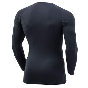 Haut de protection respirant à manches longues pour hommes adultes, noir avec surpiqûres rouges, séchage rapide, en Spandex et Polyester - Product Image 4