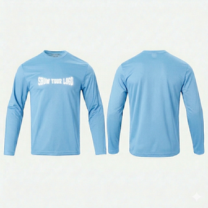 Camiseta de hombre azul claro personalizada de alta calidad, transpirable, de secado rápido, cuello redondo, manga larga, corte ajustado, venta al por mayor. - Product Image 1