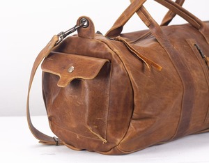 Sac de voyage en cuir véritable pour homme, style vintage, sac de week-end, grande capacité, bagage à main, poche pour chaussures, portable - Product Image 4