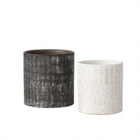 Pot de fleurs en céramique rond texturé, style vintage, effet vieilli, pour la décoration intérieure