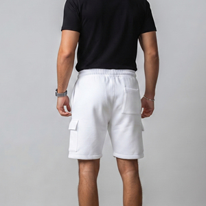 Men Cargo <b>Puff</b> Printing Sweat Shorts High Drawstring Waist 100% Cotton Fleece Shorts Men's Gym Workout Fitness Sweat Shorts Mens - Product Image 2
