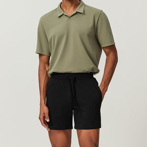Shorts Bermuda en Coton Noir pour Homme, Taille Élastique avec Cordon de Serrage, Coupe Mi-Haute, Décontracté, Respirant, en Tricot avec Poches - Product Image 6