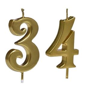 Nouvelles bougies numérotées en métal or et ivoire (0-9) pour gâteaux d'anniversaire et de mariage - Product Image 5