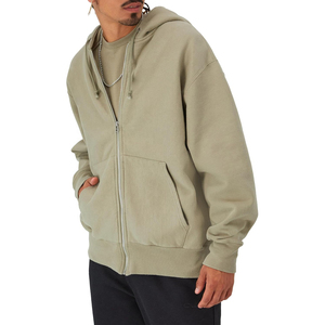 Vente en gros de sweats à capuche personnalisés pour hommes en coton épais, double fermeture éclair, streetwear d'hiver, avec motif uni, col à capuche, technique de teinture unie - Product Image 4