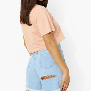 Camiseta de Moda Urbana para Mujer, con Logotipo Personalizado, Color Liso, Precio al por Mayor para Suministro a Granel, Precio Económico - Product Image 2