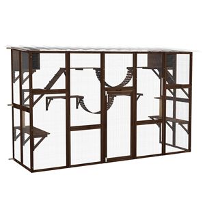 Solid Rectangle Pattern Outdoor Window <b>Box</b> Coffee Catio <b>Cat</b> House with Shelves for Multiple <b>Cats</b> Pet Furniture for Small Animals - Product Image 1