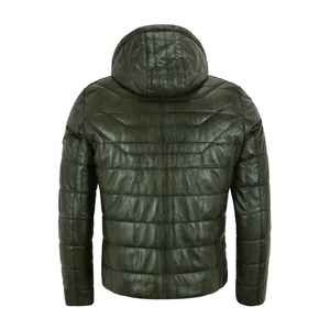 Veste en cuir pour homme en gros – Veste matelassée 100 % cuir d'agneau véritable, qualité supérieure, teinte unie - Product Image 6