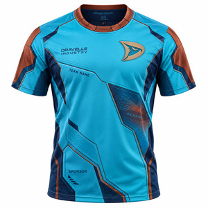 Bronze Accent Team Jersey Cyan <b>Turquoise</b> Hexagonal Texture Gaming <b>Shirt</b> <b>Men</b> Cyan Copper Esports Jersey - Product Image 2