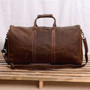 กระเป๋าเดินทางหนังแท้จากโรงงาน รุ่น Retro Duffle Weekender ขนาดใหญ่ จุของได้เยอะ ใช้เป็นกระเป๋าถือขึ้นเครื่องได้ ตะเข็บเย็บอย่างทนทาน ซิปคุณภาพดี - Product Image 3