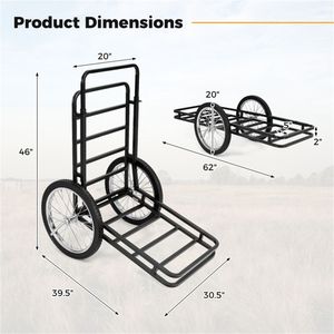 Carrello da Campeggio con Ruote in Gomma da 20 Pollici, Capacità 250 Kg, Struttura a Doppio Strato, 2 Livelli Regolabili - Product Image 6
