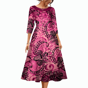 Vestidos Hawaianos para Mujer, Estilo 2026, Tallas Grandes, Estampado Tribal Polinesio, Personalizados - Product Image 3