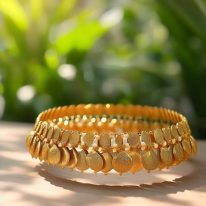 Gold Plated Traditional Kasu Mala Necklace Set-Trendy Coin Pattern Bridal Jewelry for Wedding Nova Mart - Product Image 3