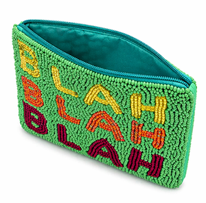 BLAH BLAH Beaded Pouch | Handmade Statement Coin Purse | <b>Fun</b> Colorful Zip Clutch| Cute Statement Mini <b>Bag</b> - Product Image 6