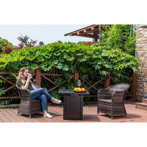 Table de feu au propane autoportante de 28 pouces avec verre de protection, chauffage extérieur moderne - Product Image 1