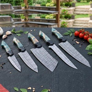 Custom Handmade Five-Piece Chef <b>Set</b> Ambidextrous Straight Edge <b>Sharp</b> Blades 33-Layer Damascus Steel 3.9in Durable Resin Handle - Product Image 4