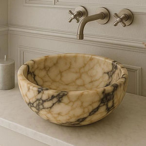Luxury Natural Marble Round Bathroom Wash <b>Basin</b> Modern French Style with Polished for Hotels and Villas - Product Image 1