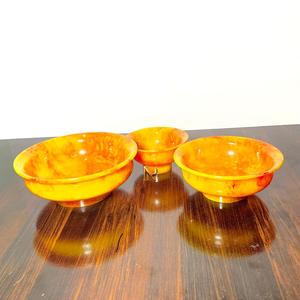 Bol en résine écologique poli à la main, design classique, motif marbré jaune et rouge, pour servir les aliments, occasion mariage - Product Image 4