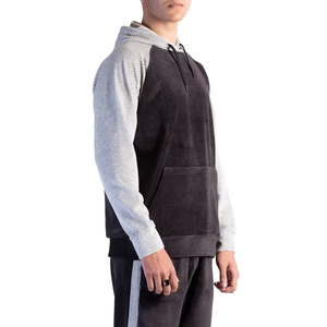 Ensemble de survêtement à capuche pour homme, noir et gris, avec blocs de couleur, manches longues, vêtements de sport décontractés, poches latérales - Product Image 5