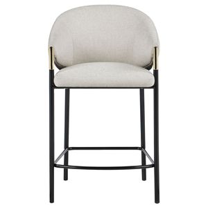 Set di 2 Sgabelli da Bar Alti Beige e Nero Lucido con Braccioli Inclinati, Comodi ed Eleganti - Product Image 4