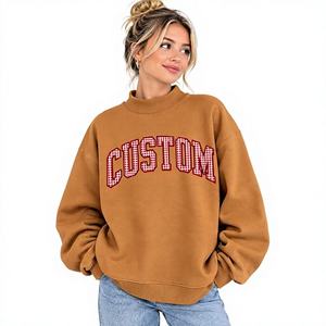 1. Sweat-shirt universitaire à carreaux pour femme, col montant personnalisé, OEM ODM, fabricant de marque privée pour les jours de match universitaires - Product Image 2