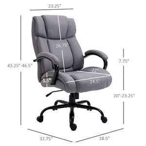 Sedia da Ufficio Direzionale Grande e Alta Grigio Chiaro 484 libbre, Regolabile in Altezza, Sedia da Scrivania per Computer con Seduta Larga, Certificata BIFMA, in Alluminio - Product Image 3