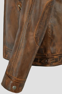 เสื้อแจ็คเก็ตหนังฤดูหนาวคุณภาพสูงสำหรับผู้ชายและผู้หญิง ทรงเข้ารูป นุ่ม ทนทาน หนังแท้ โลโก้ด้านหน้า สไตล์สตรีทแวร์ เสื้อคลุม - Product Image 5