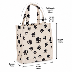 Custom Paw Print <b>Mini</b> Cotton Tote <b>Bag</b> 220 GSM All Over Printed Reusable Promotional Gift Shopping <b>Bag</b> OEM ODM Manufacturer India - Product Image 2