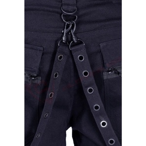 Pantalon cargo en denim noir gothique fait main - Cyberpunk Tech-Wear avec chaînes - Pantalon noir gothique pour hommes - Product Image 4