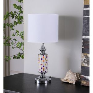 Lampada da tavolo moderna in vetro mosaico bohémien cromato Vicki da 24 pollici - Product Image 3
