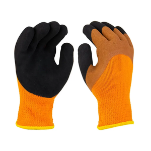 Anti-Slip PU Work <b>Gloves</b> with Textured Fingertips <b>Knit</b> Wrist General Purpose Safety <b>Gloves</b> Orange Black - Product Image 3