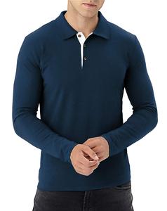 Chemise décontractée pour homme à manches courtes en maille unie, bleu marine/gris, avec poche, teinte unie, personnalisable ODM, polyester/coton - Product Image 2