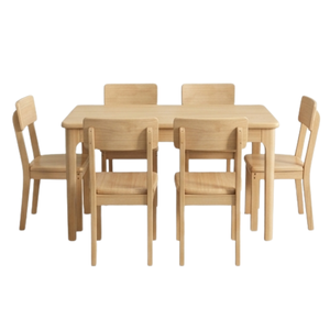 Juego de Comedor de Madera de Teca Japonesa de Lujo ARTERRA, Mesa de Comedor Moderna con 6 Sillas para Sala de Estar y Hogar - Product Image 3