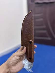 Couteau Viking artisanal en acier carbone, manche en acier carbone forgé à la main, étui en cuir fin, lame courbée/droite pour le camping - Product Image 2