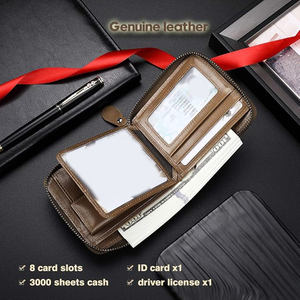 Carteras Cortas de Cuero Caqui Originales OEM con Diseño de Cremallera de Alta Calidad, Logotipo Personalizado, Capacidad para Múltiples Tarjetas, Curtido Vegetal, Nuevo - Product Image 4