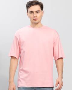 T-shirt à manches courtes pour homme, col rond, coupe classique, couleur unie, jersey tricoté, 100% coton - Product Image 1