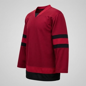 Camiseta de Hockey sobre Hielo Verde con Cuello en V, Manga Larga, Rayas, Poliéster que Absorbe la Humedad, Ropa para Hombre, Corte Regular, Todas las Temporadas - Product Image 2