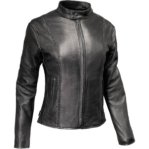 Chaqueta de Motociclista de Cuero Premium Negra para Mujer SAMROZ SPORTS - Product Image 1