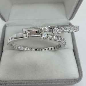 Boucles d'oreilles créoles Moissanite Inside Out en argent sterling pour femme, bijoux de luxe tendance, boucles d'oreilles statement - Product Image 3