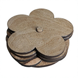 Ensemble de sous-verres en bois de manguier et résine écologique de haute qualité, design moderne, modèle peint à la main, finition naturelle, pour la maison - Product Image 1