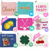 Pochette de soirée artisanale perlée, écologique, avec doublure en satin, fermeture éclair, mini sac pour femme, motif textuel tendance