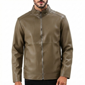 Meilleures ventes : Veste décontractée pour homme en cuir véritable et toile, à col montant, manches longues, légère, haute qualité, pour la vente en gros - Product Image 5