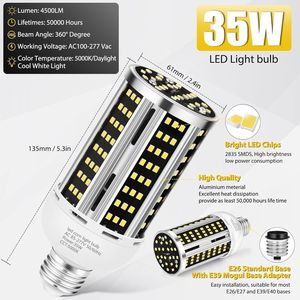 Lampadina LED a Pannocchia di Grado Commerciale 35W, Confezione da 2, Equivalente a 300W, Luce Diurna 5000K, 5000LM, per Illuminazione di Garage e Parcheggi - Product Image 5