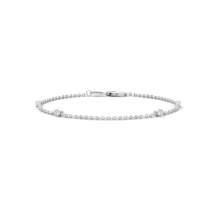 Bracelet en or blanc avec diamants, chaîne à enfilage, fermoir ovale, bijoux, cadeau - Product Image 1