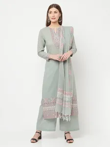 Salwar Kameez en coton vert clair pour femmes avec dupatta brodé, tenue traditionnelle indienne et pakistanaise, longueur cheville, coupe classique - Product Image 6