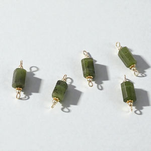 ตัวเชื่อมต่อหลอดพลอยหยกเนฟไรต์เงินแท้ 925 - จี้ห้อยคู่ขนาด 6x12 มม. ขายส่ง - Product Image 1