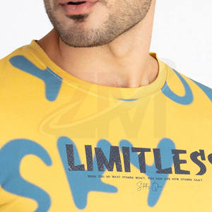 Camiseta de Secado Rápido para Hombre, Corte Ajustado Profesional, Color Amarillo, 100% Algodón, con Impresión Azul Personalizada - Product Image 4